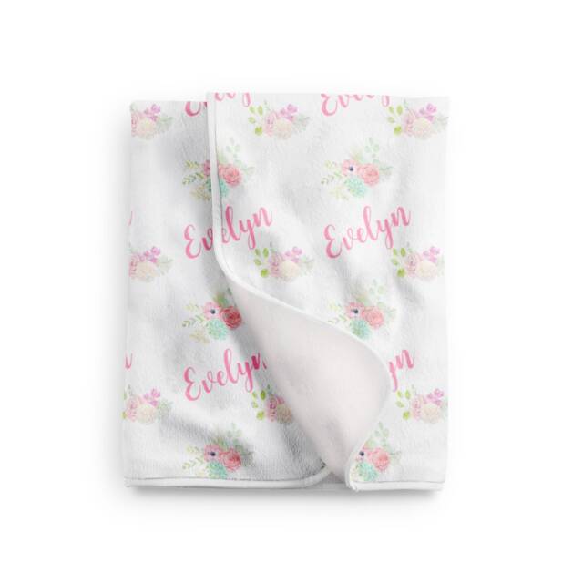 Personalized Pink Mint Green Succulent Baby Blanket in Fleece, Minky, Or Sherpa. Perfect Gift - image 1