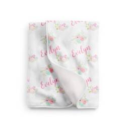 Personalized Pink Mint Green Succulent Baby Blanket in Fleece, Minky, Or Sherpa. Perfect Gift - thumbnail 1