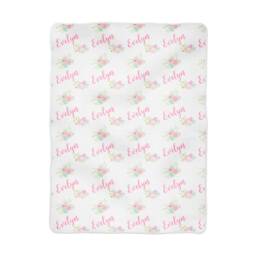 Personalized Pink Mint Green Succulent Baby Blanket in Fleece, Minky, Or Sherpa. Perfect Gift - thumbnail 2