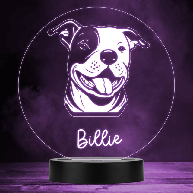 staffordshire Bull Terrier Dog Pet Multicolour Personalised Gift Led Night Light - Bedroom Lamp - image 1