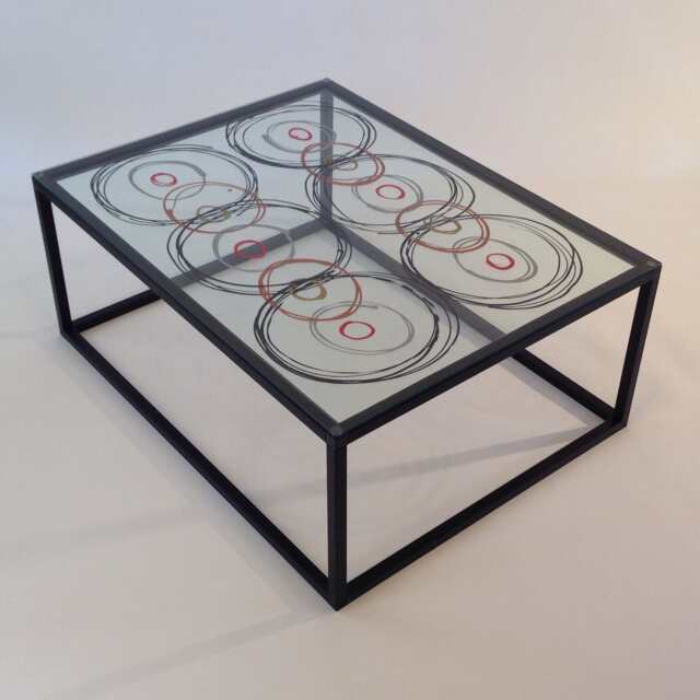 Circles On Glass Coffee Table, Modern Decor, Handmade, Hand Crafted, Contemporary, Sleek, Knoechel, Acrylic, Rectangular, Bespoke, Urban - image 1