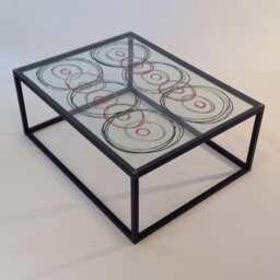 Circles On Glass Coffee Table, Modern Decor, Handmade, Hand Crafted, Contemporary, Sleek, Knoechel, Acrylic, Rectangular, Bespoke, Urban