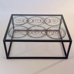 Circles On Glass Coffee Table, Modern Decor, Handmade, Hand Crafted, Contemporary, Sleek, Knoechel, Acrylic, Rectangular, Bespoke, Urban - thumbnail 2