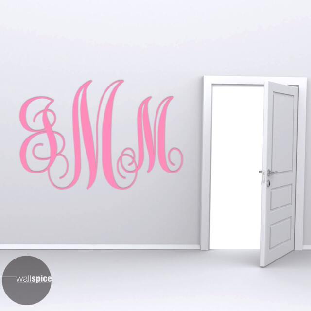 Vine Interlocking Monogram Letters Initials Vinyl Wall Decal Sticker Art Home Decor - image 1