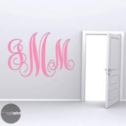 Vine Interlocking Monogram Letters Initials Vinyl Wall Decal Sticker Art Home Decor - thumbnail 1