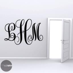 Vine Interlocking Monogram Letters Initials Vinyl Wall Decal Sticker Art Home Decor - thumbnail 2