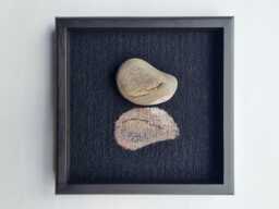 Framed Beach Rock Tapestry Handwoven Black Weaving, Unique Wall Art