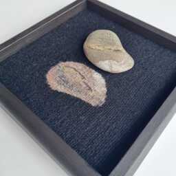 Framed Beach Rock Tapestry Handwoven Black Weaving, Unique Wall Art - thumbnail 2