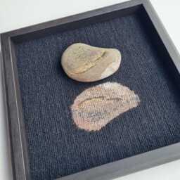 Framed Beach Rock Tapestry Handwoven Black Weaving, Unique Wall Art - thumbnail 4
