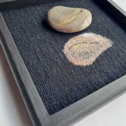 Framed Beach Rock Tapestry Handwoven Black Weaving, Unique Wall Art - thumbnail 3