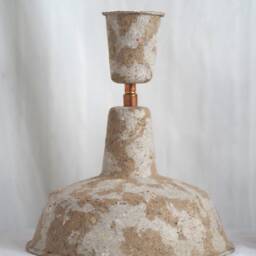 111933 Classic Industrial Style Natural Brown & Gray Recycled Paper Lamp. Fully Recyclable Over Over. Unique. Get One, Or Set Of 3 - thumbnail 2