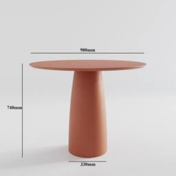 Kopar Round Terracotta Color Dining Table D98 - thumbnail 3
