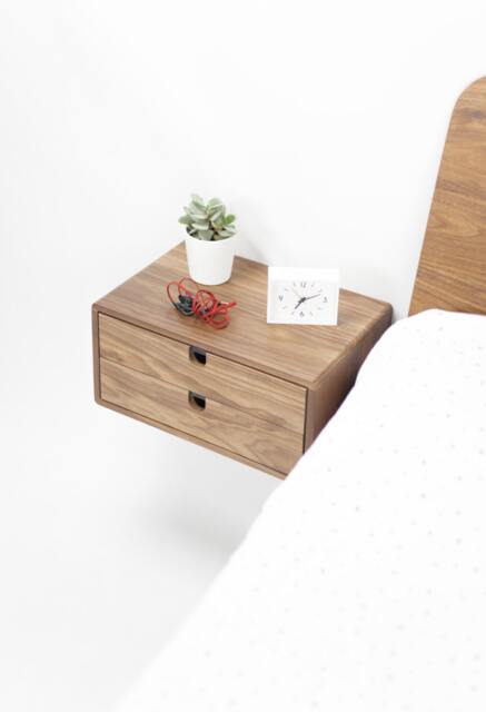 Walnut Floating Nightstand Bedside Table Drawer in Solid Walnut Mid Century Modern - image 1