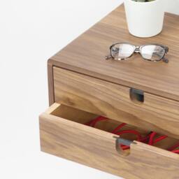 Walnut Floating Nightstand Bedside Table Drawer in Solid Walnut Mid Century Modern - thumbnail 2
