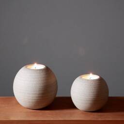 Spherical Tealight Holder. Tealight. Ceramic. 8.5 cm. Grey. Sphere. Candlestick - thumbnail 4