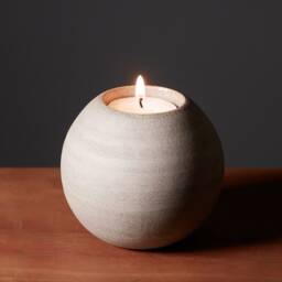 Spherical Tealight Holder. Tealight. Ceramic. 8.5 cm. Grey. Sphere. Candlestick - thumbnail 3