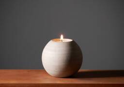Spherical Tealight Holder. Tealight. Ceramic. 8.5 cm. Grey. Sphere. Candlestick