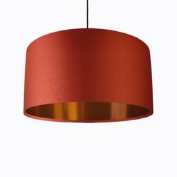 Burnt Orange Lampshade in Satin With Copper Lining - thumbnail 2