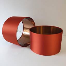 Burnt Orange Lampshade in Satin With Copper Lining - thumbnail 1