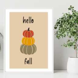 Hello Fall Autumn Print - Seasonal Wall Art Pumpkin Decor Poster Home Decoration Gift Idea A5 A4 A3 Framed Or Unframed - thumbnail 3