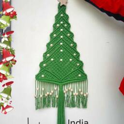 Macrame Christmas Tree With Star Topper, Pine Wall Hanging Holiday Decoration, Farmhouse Xmas Decor - thumbnail 3