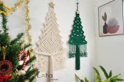Macrame Christmas Tree With Star Topper, Pine Wall Hanging Holiday Decoration, Farmhouse Xmas Decor
