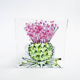 Thistle Fused Glass Candle Holder
