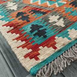Runner Rug Classic, Handmade Artisan Afghan Turkish, Scandinavian, Navajo, Bohemian, Wool Flatweave Multicolour Kilim 203x62 cm - thumbnail 3
