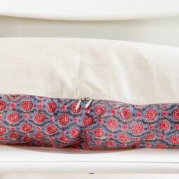 "Lumbar Pillow Cover Indian Block Print Floral, Boho Farmhouse Decor - 14"" X 36" - thumbnail 3