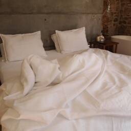 Luxury Double Duvet Cover Set 100% Linen White Flax Bedding Soft Pillow Gift Bag - thumbnail 4