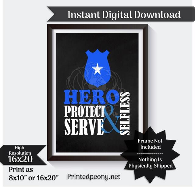 Police Officer Wall Art Chalkboard Gift For Policeman Law Enforcement Decor Subway Leo Printable Instant Download - image 1