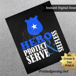 Police Officer Wall Art Chalkboard Gift For Policeman Law Enforcement Decor Subway Leo Printable Instant Download - thumbnail 2