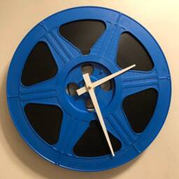Blue Film Reel Wall Clock, Home Theater Decor, Movie Memorabilia, Filmmaker Graduation Gift, Director Editor Gift - thumbnail 4