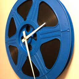 Blue Film Reel Wall Clock, Home Theater Decor, Movie Memorabilia, Filmmaker Graduation Gift, Director Editor Gift - thumbnail 3