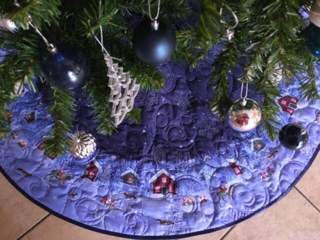 Blue Christmas Tree Skirt, Quilted Tree Skirt, Scandinavian Decor - image 1