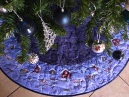 Blue Christmas Tree Skirt, Quilted Tree Skirt, Scandinavian Decor
