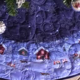 Blue Christmas Tree Skirt, Quilted Tree Skirt, Scandinavian Decor - thumbnail 4