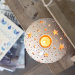 star Night Light Pottery Candle Lantern, Christmas Decor - thumbnail 1