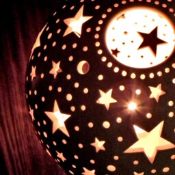 star Night Light Pottery Candle Lantern, Christmas Decor - thumbnail 3