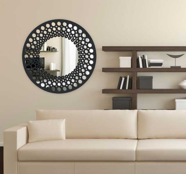 Round Wooden Wall Mirror Kolar 60cm - image 1