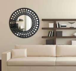 Round Wooden Wall Mirror Kolar 60cm