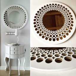 Round Wooden Wall Mirror Kolar 60cm - thumbnail 4