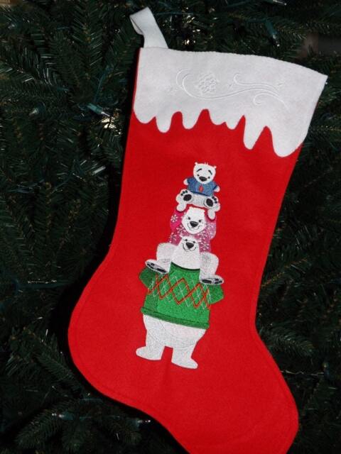 Polar Bear Felt Christmas Stocking/ Personalized Stocking - image 1