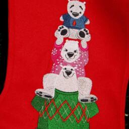 Polar Bear Felt Christmas Stocking/ Personalized Stocking - thumbnail 2