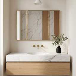Trifold Brass Mirror - Bathroom Three Panels Mirror, Foldable Triptych Vanity Mirrors - thumbnail 2