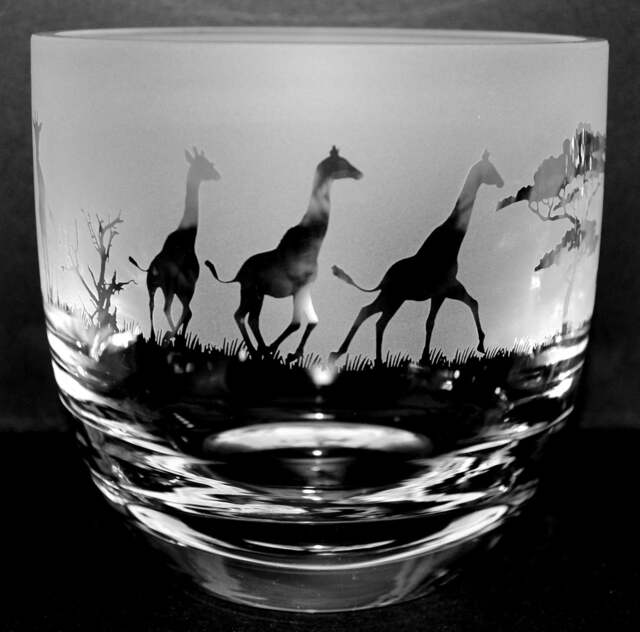 Giraffe Candleholder 15cm Crystal Glass Candle Holder With Giraffe Frieze Design - Perfect For Ball Or Church Pillar Candle - image 1