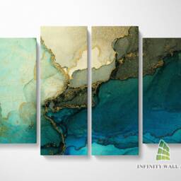 Abstract Green Sea Marble Canvas Art Split Panel Wall Print Picture Home Decor -C313 - thumbnail 3