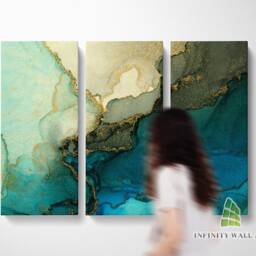 Abstract Green Sea Marble Canvas Art Split Panel Wall Print Picture Home Decor -C313 - thumbnail 2