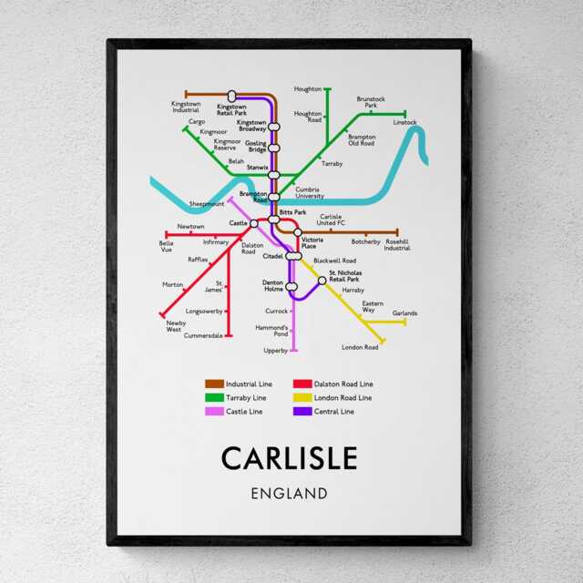 Carlisle Tube Map Print, Underground Street Wall Art Gifts - image 1