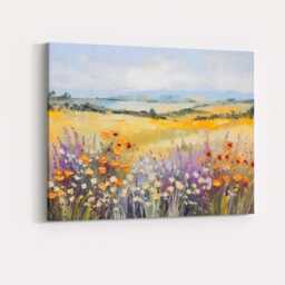 Colourful Wildflower Meadow Rolling Hills Impressionist Landscape Canvas Wall Art Print Decor Picture Ready To Hang - thumbnail 4